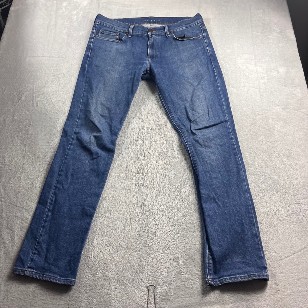 Mott & Bow Mens Slim Fit Jeans Medium Wash Blue Stretch Denim Size 34x31